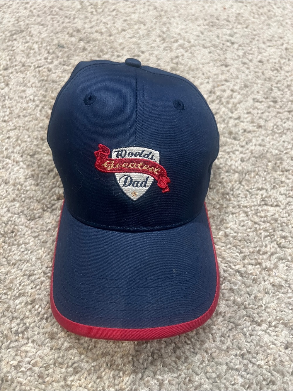 World's Greatest Dad Navy Kids Cap with Red Trim